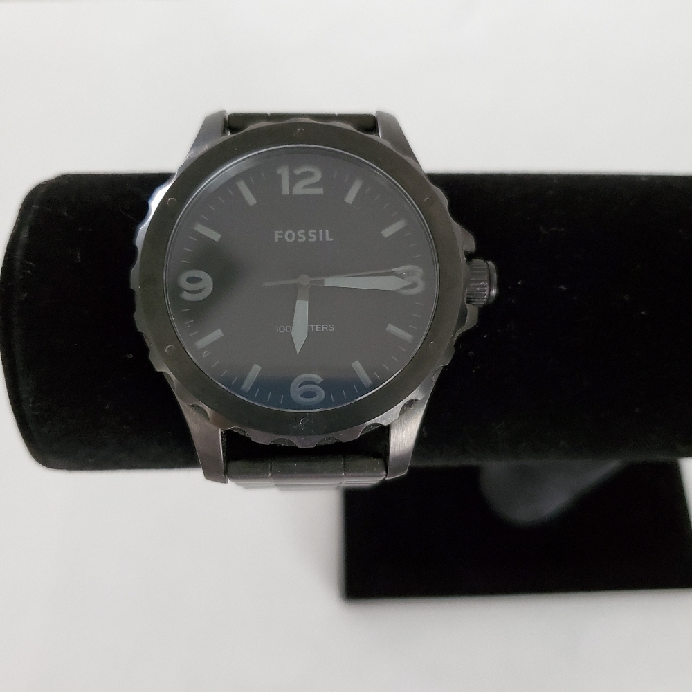 Fossil Nate Model Men's Steel Diver's Watch Black